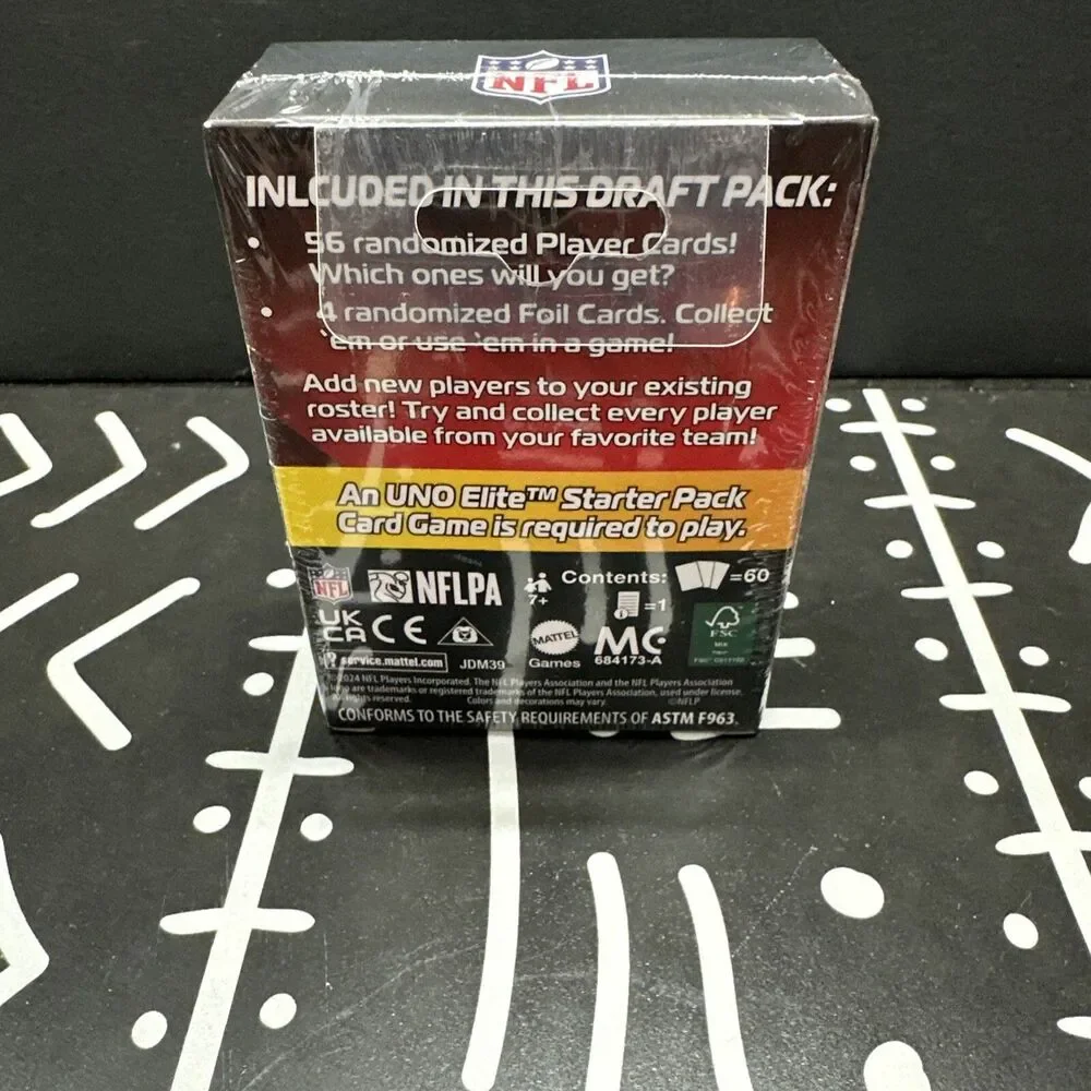 NIB NFL UNO 2024 Core Edition Uno Elite NFL Draft Pack 56 Cards PLUS 4 Foils!